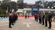 Anggota Samapta Polresta Tangerang melaksanakan Apel Serah terima piket fungsi.