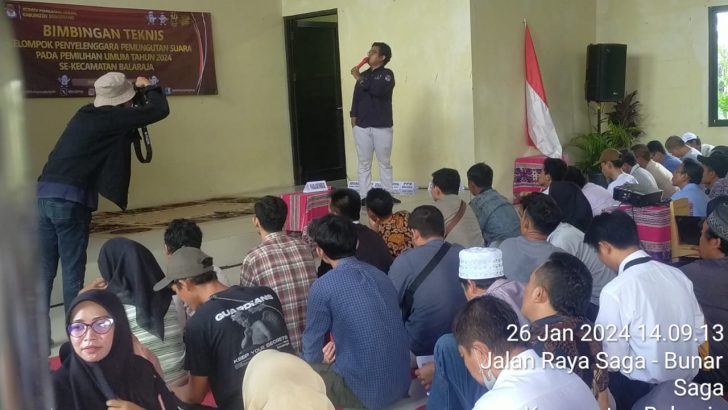 Babinkamtibmas Desa Saga laksanakan Pengaman dan Monitoring Kegiatan bimbingan teknis KPPS untuk pemilu 2024 pada KPU kabupaten Tangerang