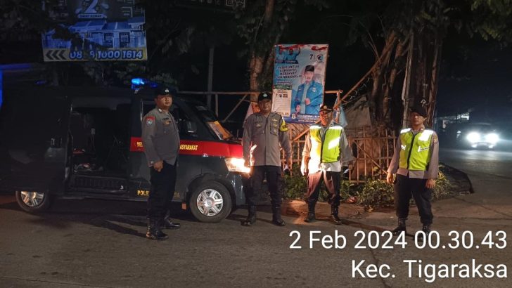 Patroli Strong Point Di perempatan pinang Tigaraksa Antisipasi Kejahatan