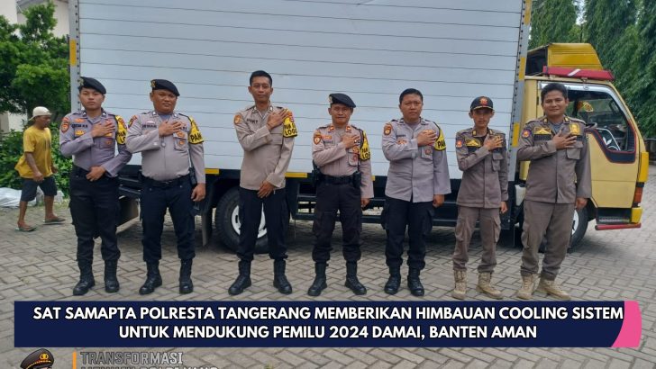 Anggota Satsamapta Polresta Tangerang Melaksanakan apel Pengamanan Gudang Logistik Pemilu Kab. Tangerang