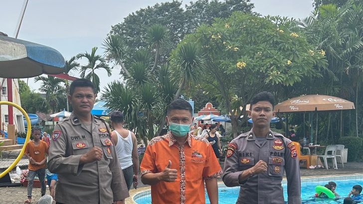 Anggota Pospam Kuta bumi Polsek Pasar kemis Patroli ke Obyek wisata Kolam renang