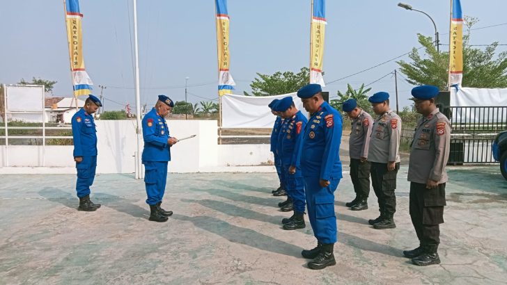 Personil satpolairud melaksanakan apel pagi di Mako satpolairud Polresta Tangerang