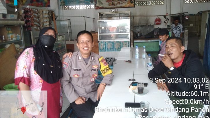 Bhabinkamtibmas Desa Sindang Panon Sambangi Pemilik Warung, Berikan Imbauan Kamtibmas