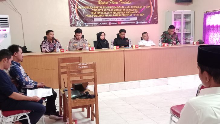 Binmas Polsek Pasar Kemis Hadiri Rapat Pleno Rekapitulasi Daftar Pemilih Sementara Hasil Perbaikan Desa Sindang Jaya