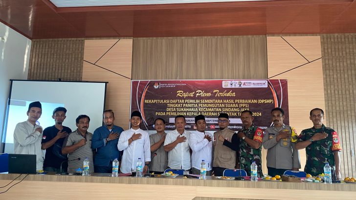 Bhabinkamtibmas Hadiri Rapat Pleno Terbuka Rekapitulasi DPSHP Desa sukaharja