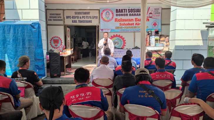 Polsek Cikupa Beri Pengamanan Ketat untuk Kegiatan Donor Darah Relawan KSPSI Banten