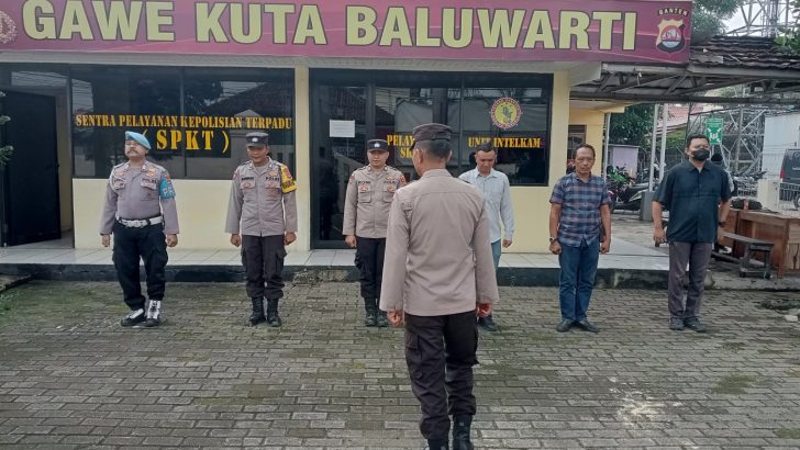 Personil polsek rajeg polresta tangerang melaksanakan kegiatan rutin Apel Pagi