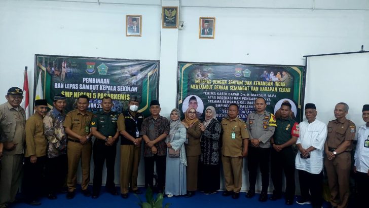 Bhabinkamtibmas dan Babinsa Hadiri Sertijab Kepala Sekolah SMP Negeri 5 Pasar Kemis