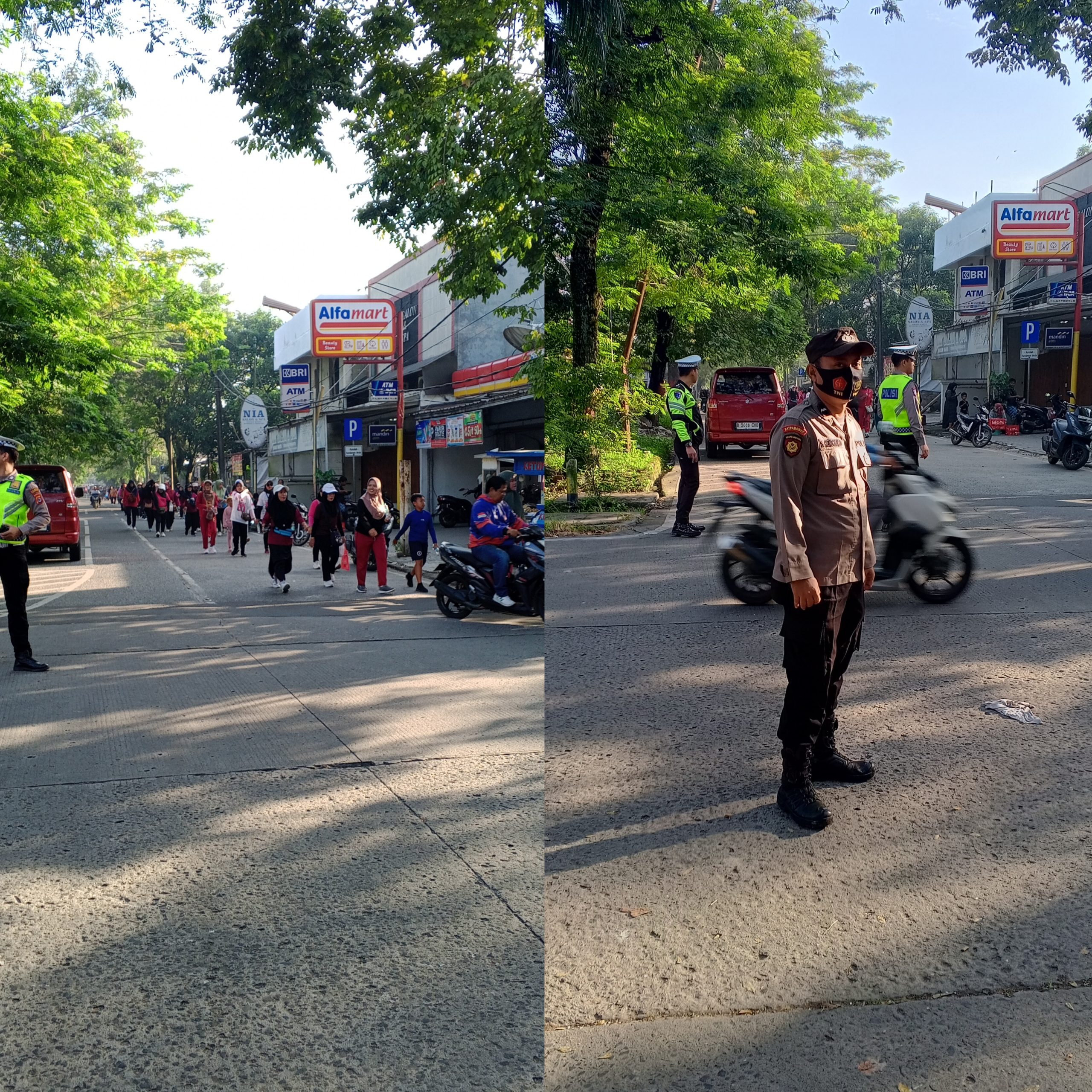 Anggota Sat Pamobvit Polresta Tangerang melaksanakan kegiatan Pengaturan Arus lalu lintas Diperempatan Bpn