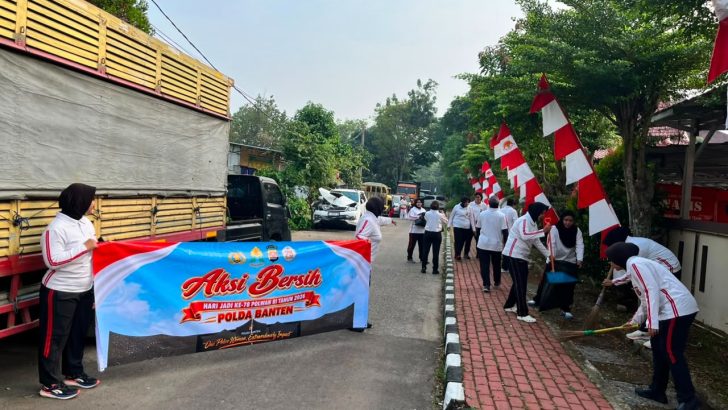 Aksi Bersih Polwan Sambut Hari Jadi ke-78 Polwan RI di Puspemkab Tangerang